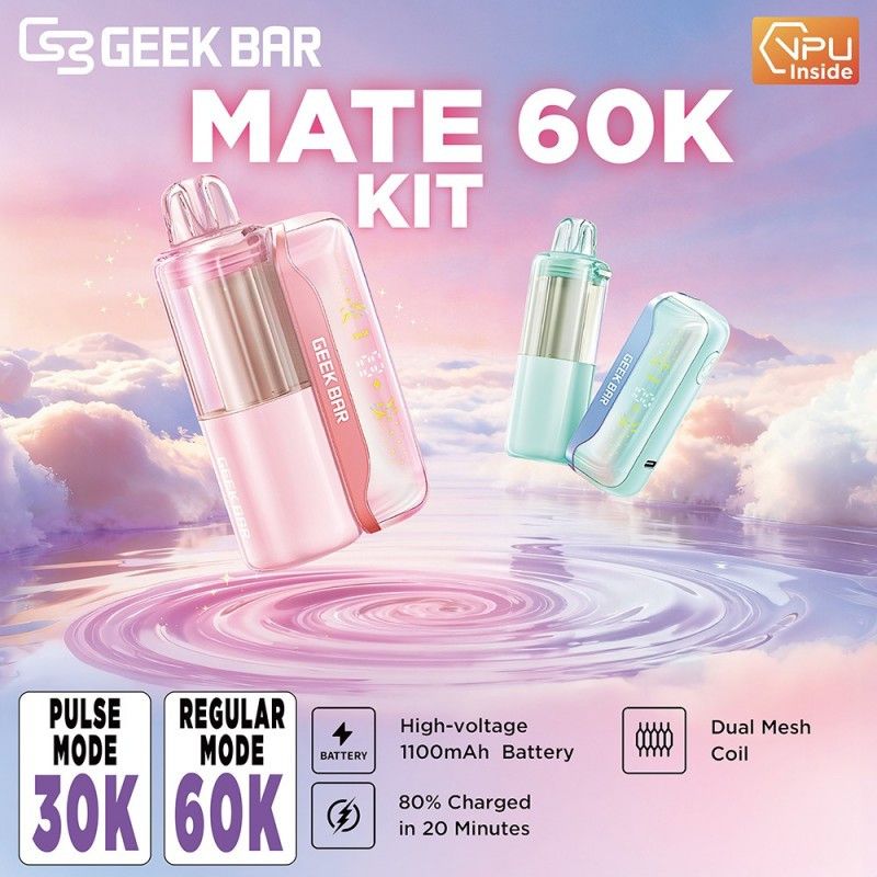 Geek Bar Mate 60K Disposable + Power Dock Group Photo with packaging