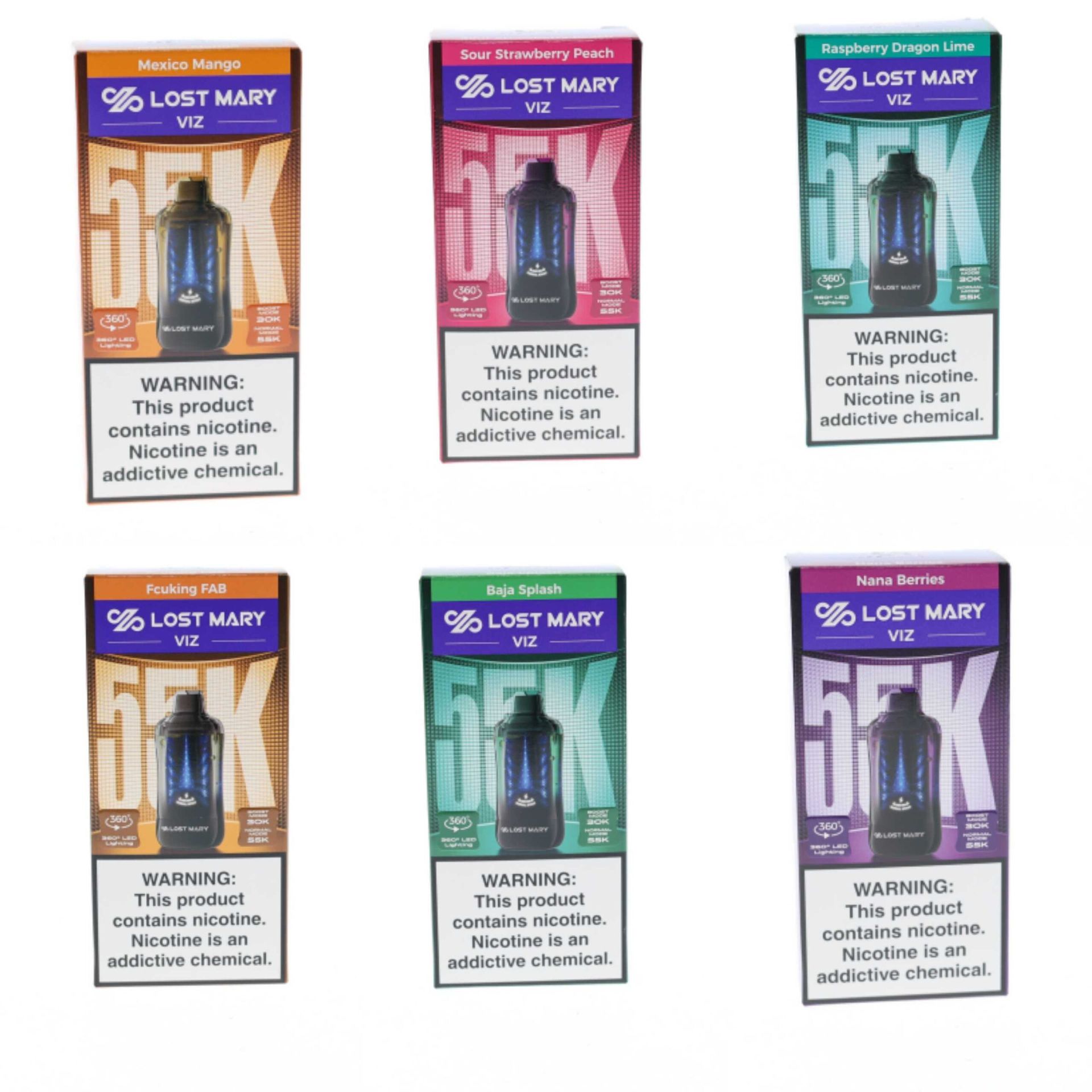 Lost Mary VIZ 55K Disposable Group photo with packaging
