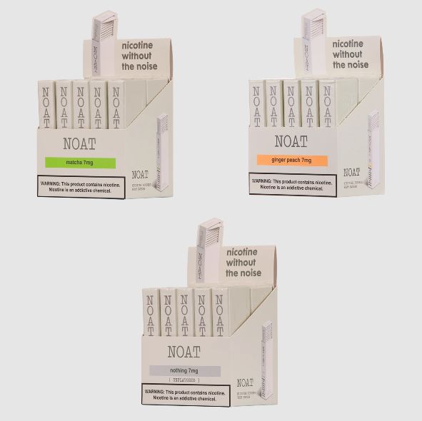 NOAT Nicotine Pouches (DSPLY 10pc)(20ct Pack) Group Photo with packaging