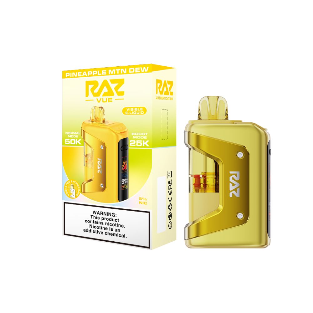 Raz Vue 50K Disposable + Power Dock Pineapple MTN Dew with packaging