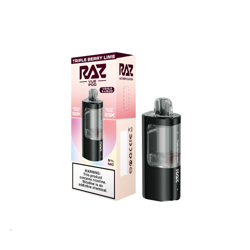 Raz Vue 50K Disposable POD Triple Berry Lime with packaging