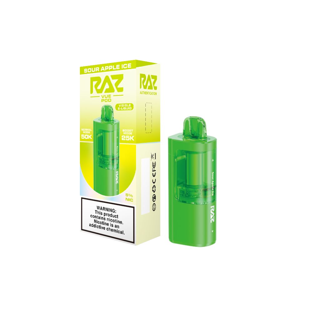 Raz Vue 50K Disposable POD Sour Apple Ice with packaging