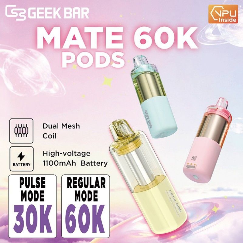 Geek Bar Mate Pod 60K Disposable White Gummy with packaging