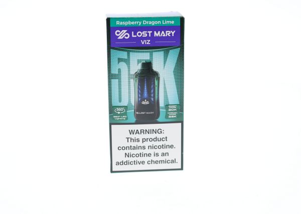 Lost Mary VIZ 55K Disposable Raspberry Dragon Lime with packaging