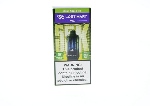 Lost Mary VIZ 55K Disposable Sour Apple Ice with packaging