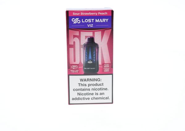 Lost Mary VIZ 55K Disposable Sour Strawberry Peach with packaging