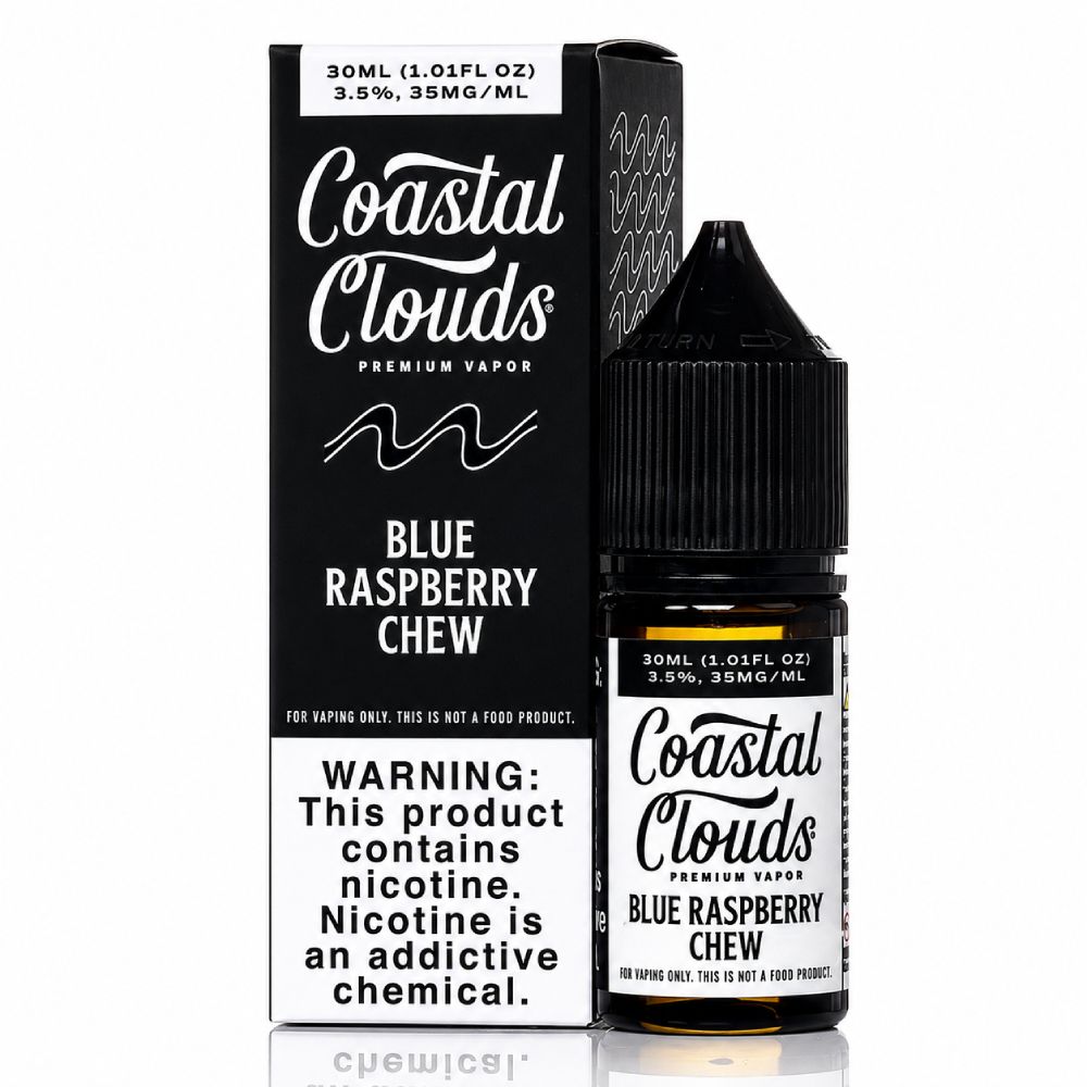 Blue Raspberry Chew Coastal Clouds Salts 30mL 35mg with packaging