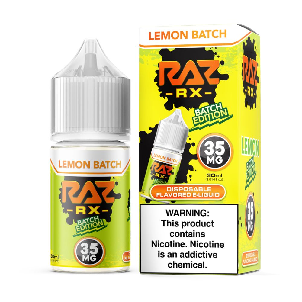 Lemon Batch Pod Juice x RAZ Salts 30ml Batch Edt. 35mg with packaging
