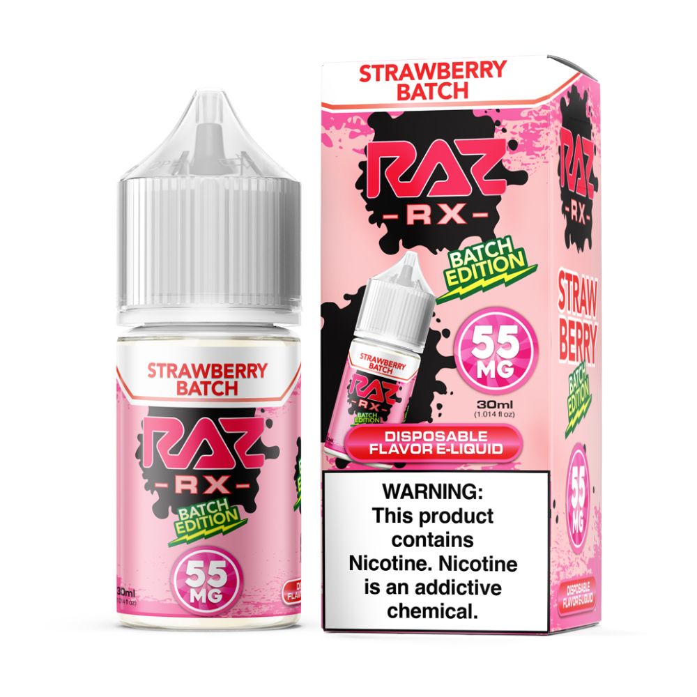 Strawberry Batch Pod Juice Salts 30mL + Raz Batch Edition 55mg with packaging