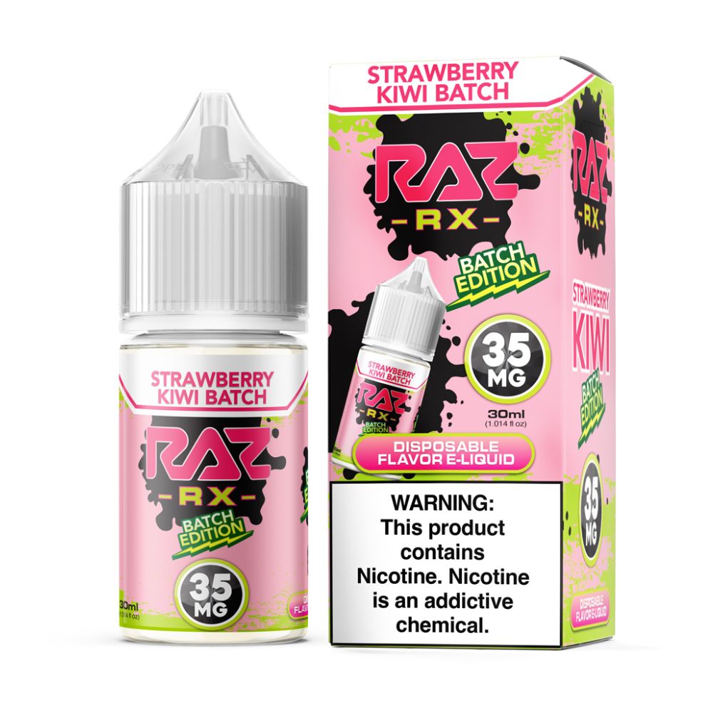 Strawberry Kiwi Batch Pod Juice Salts 30mL + Raz Batch Edition 35mg with packaging