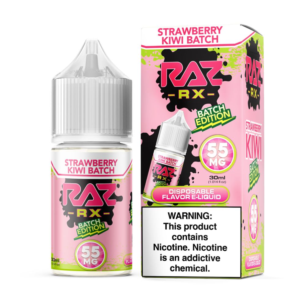 Strawberry Kiwi Batch Pod Juice Salts 30mL + Raz Batch Edition 55mg with packaging