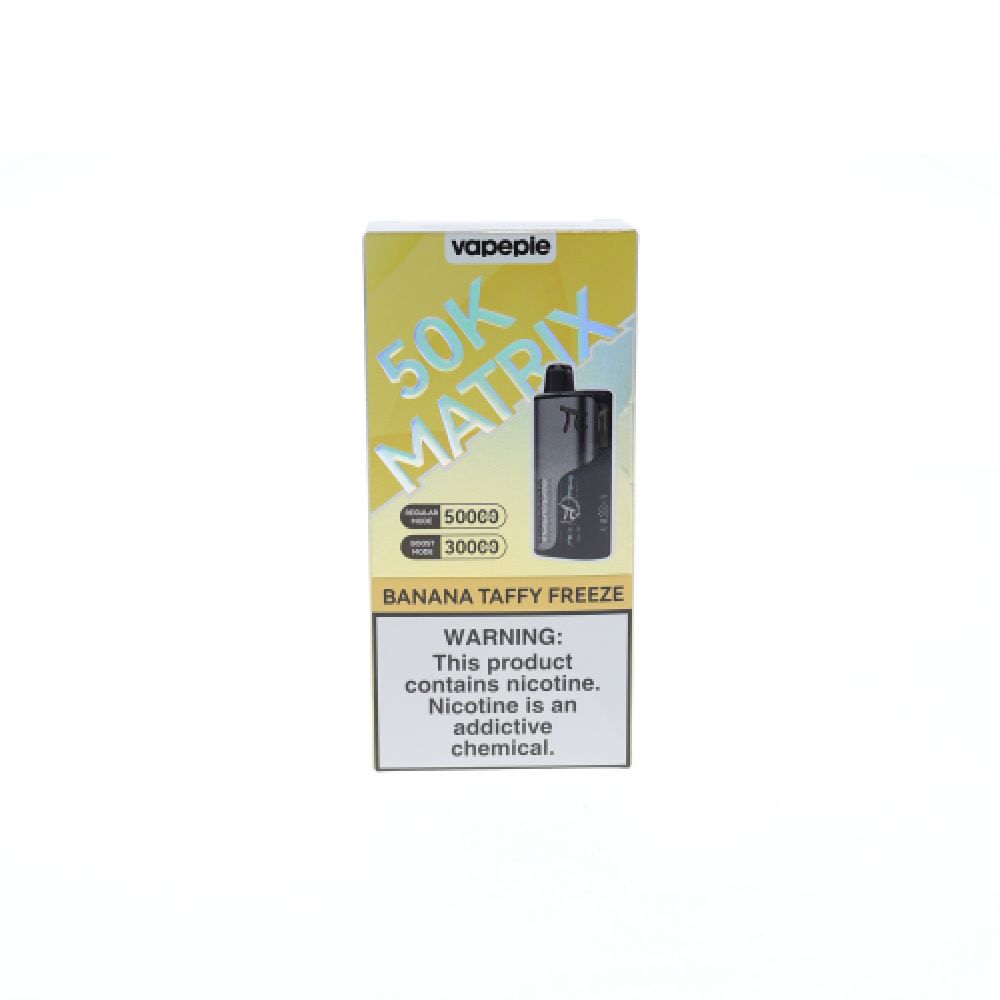 Vapepie Matrix 50K Disposable Banana Taffy Freeze with packaging