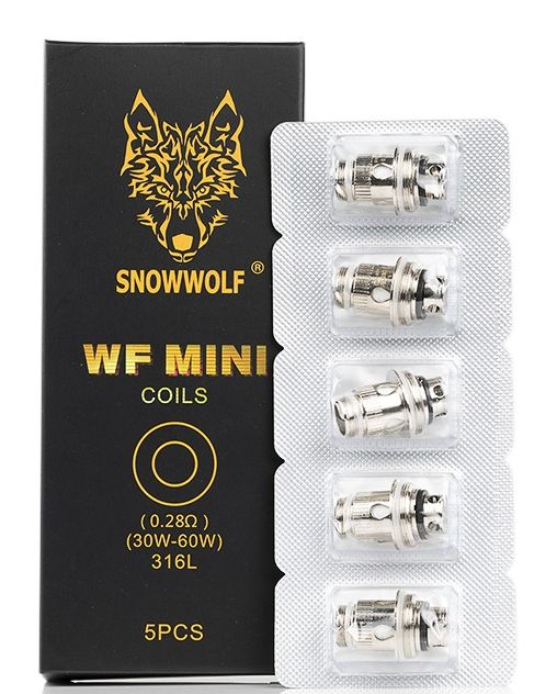 SnowWolf WF Mini Replacement Coils (5-Pack) with packaging