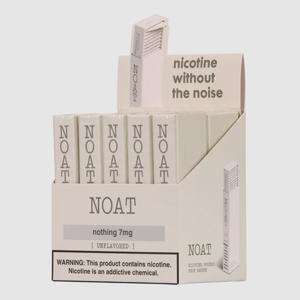 NOAT Nicotine Pouches (DSPLY 10pc)(20ct Pack) Nothing (SAS) 7mg with packaging