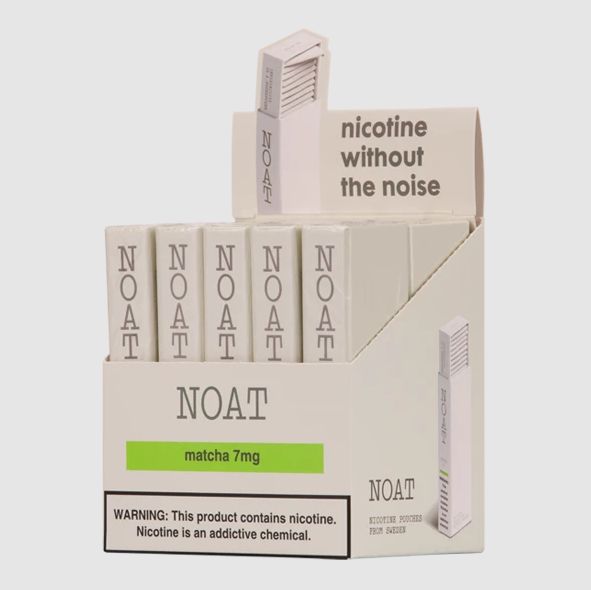 NOAT Nicotine Pouches (DSPLY 10pc)(20ct Pack) Matcha (SAS) 7mg with packaging