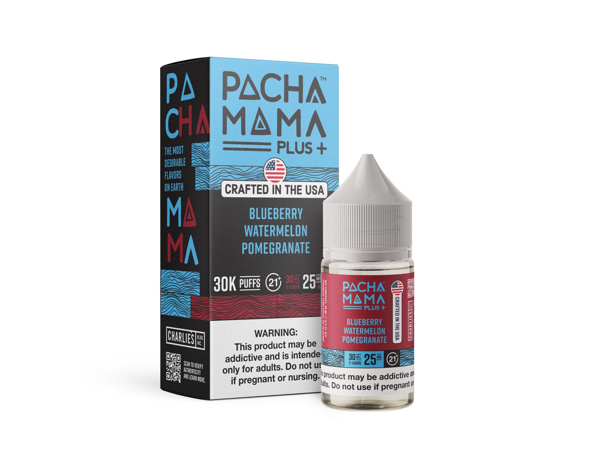 Blueberry Watermelon Pomegranate Pachamama + Nixodine Salts 30mL with Packaging
