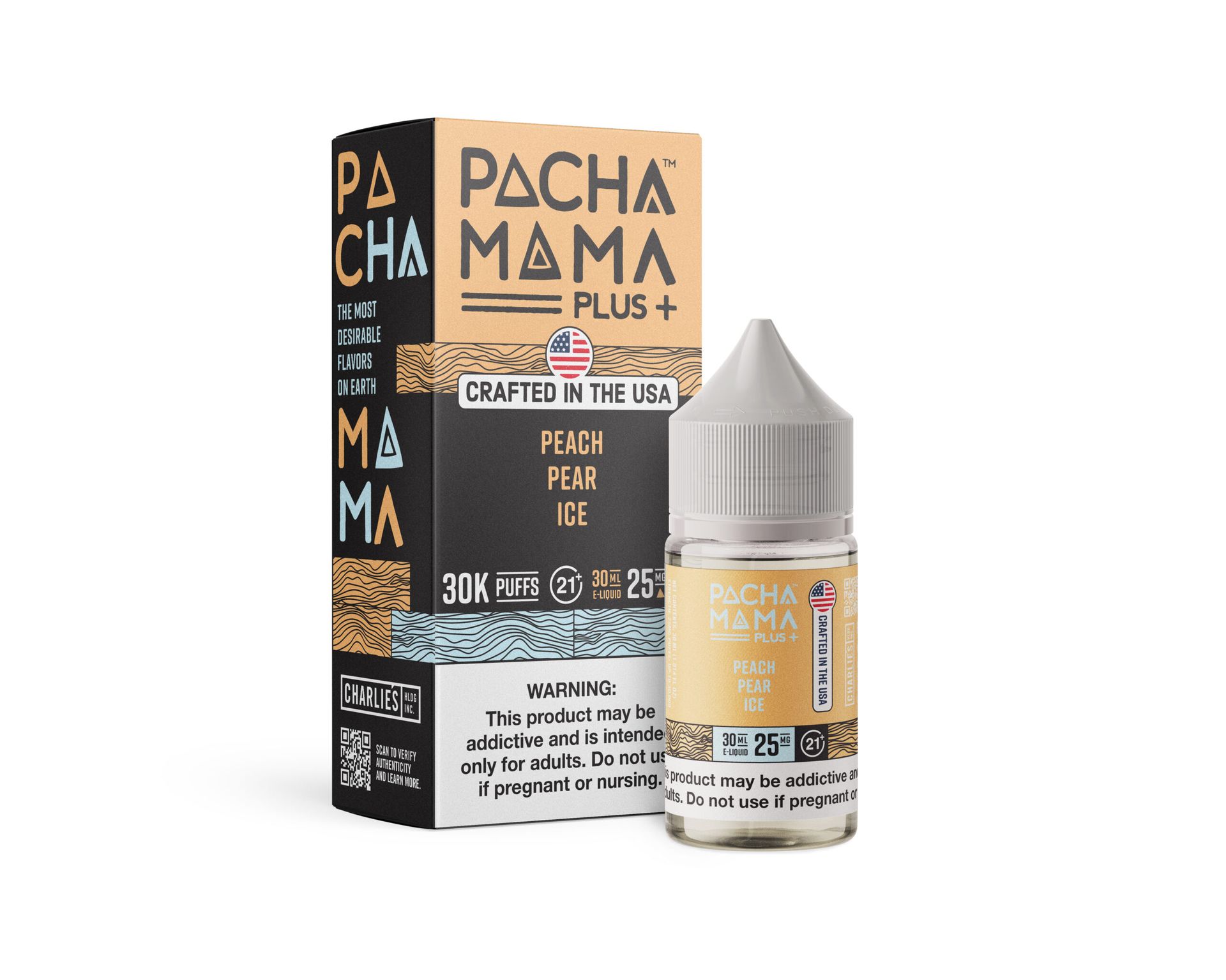 Peach Pear Ice Pachamama + Nixodine Salts 30mL with Packaging