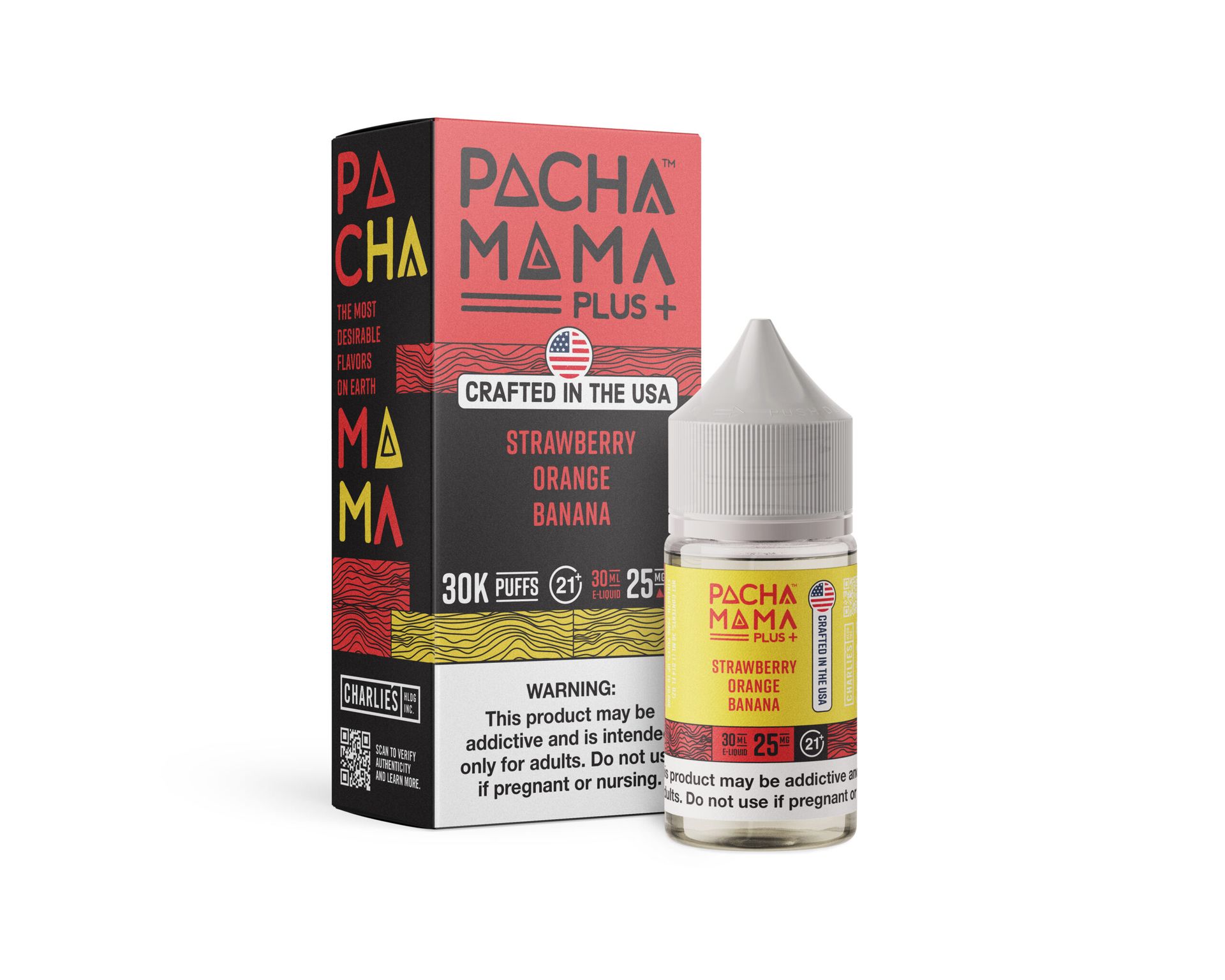 Strawberry Orange Banana Pachamama + Nixodine Salts 30mL with Packaging