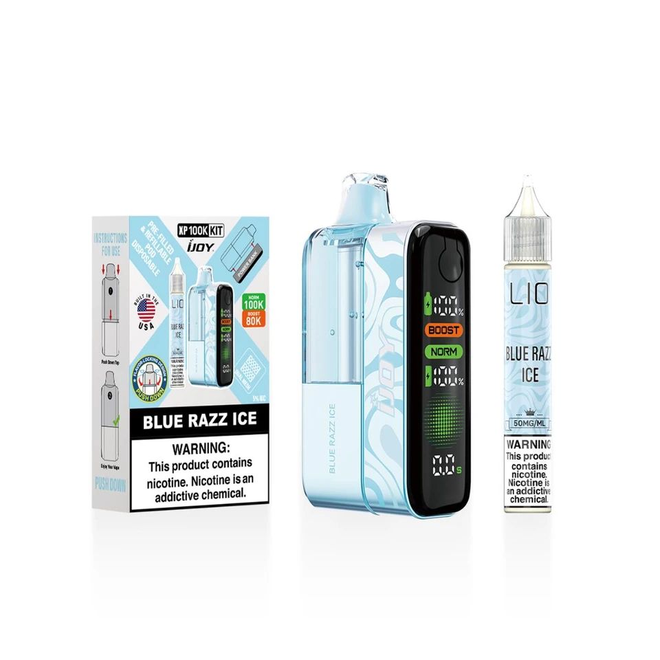 iJoy XP100K Disposable + 15mL (LIQ Salt) blue razz ice with packaging