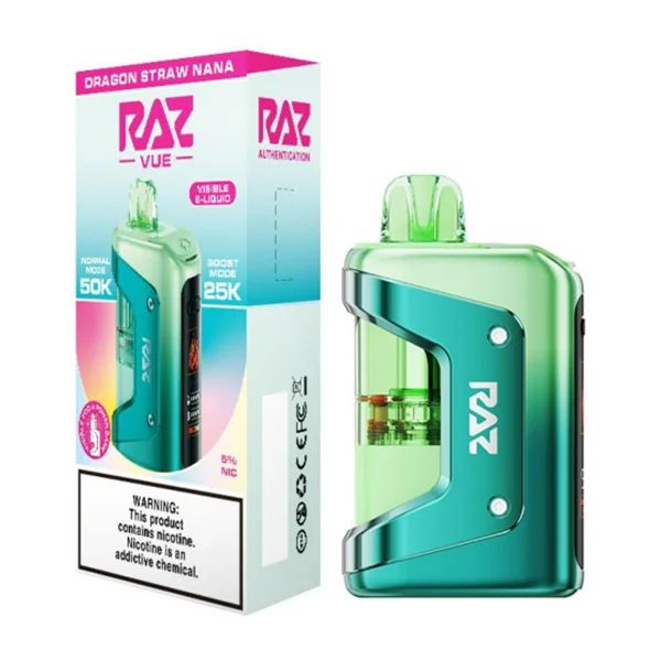 Raz Vue 50K Disposable + Power Dock Dragon Strawnana with packaging