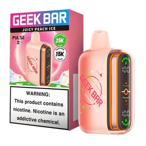 Geek Bar Pulse 2 25K Disposable Hubba Edt. Juicy Peach Ice Hubba with packaging