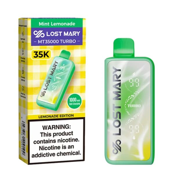 Lost Mary MT35000 Turbo Disposable mint lemonade with packaging