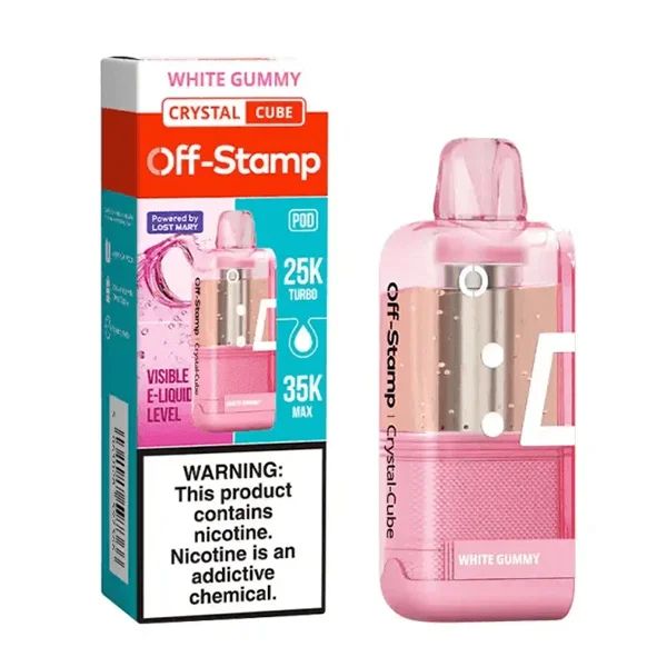 Off Stamp X Cube Crystal Disposable Pod white gummy with packaging