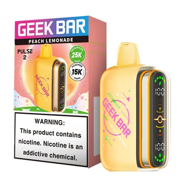 Geek Bar Pulse 2 25K Disposable Hubba Edt. Peach Lemonade Hubba with packaging
