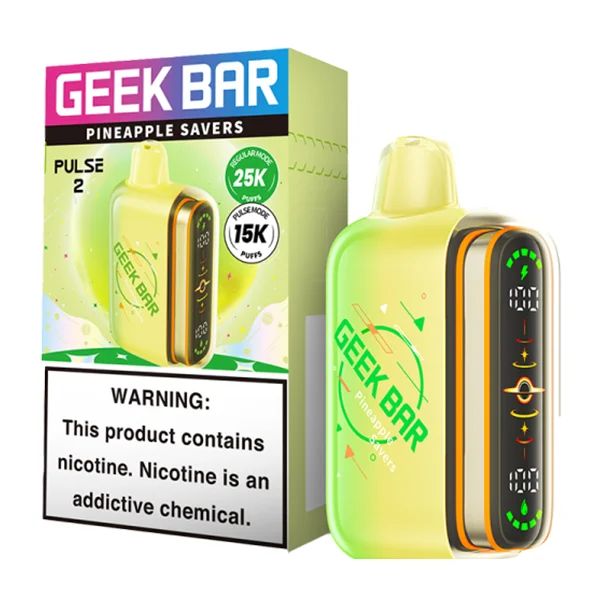 Geek Bar Pulse 2 25K Disposable Hubba Edt. Pineapple Savers Hubba with packaging