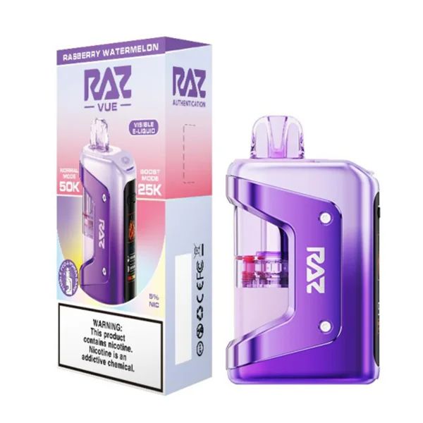 Raz Vue 50K Disposable + Power Dock Raspberry Watermelon with packaging