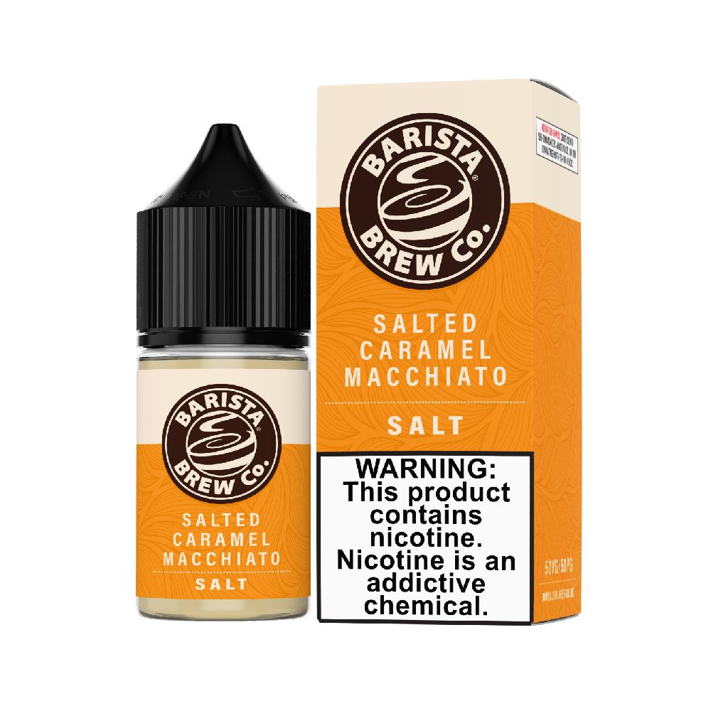 Salted Caramel Macchiato Barista Brew Salts 30mL with packaging