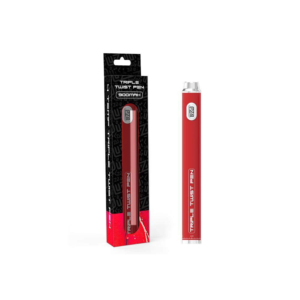 Luzid Triple Twist 510 Battery 900mAh (10pc Display) red with packaging