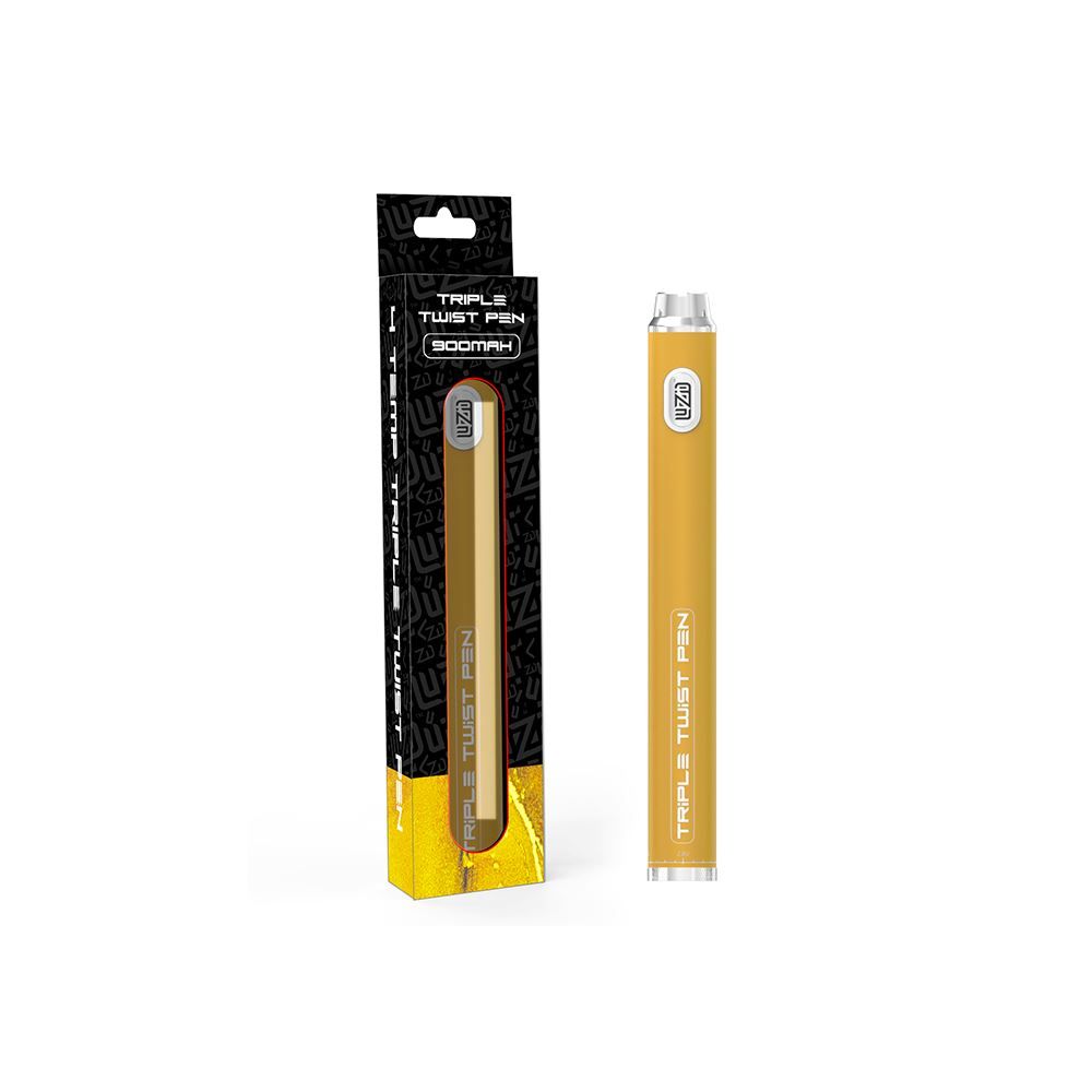 Luzid Triple Twist 510 Battery 900mAh (10pc Display) Yellow with packaging