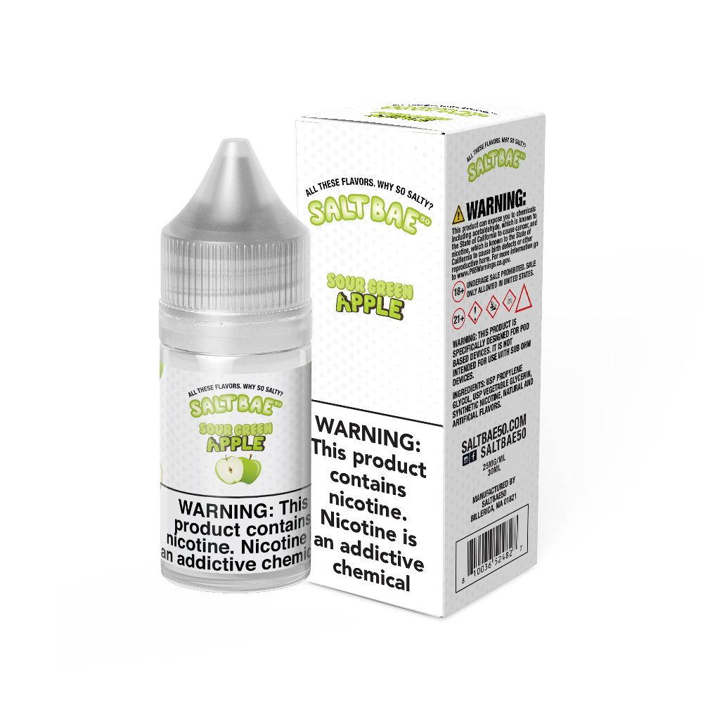 Sour Green Apple Salt Bae 50 Salts 30mL with packaging