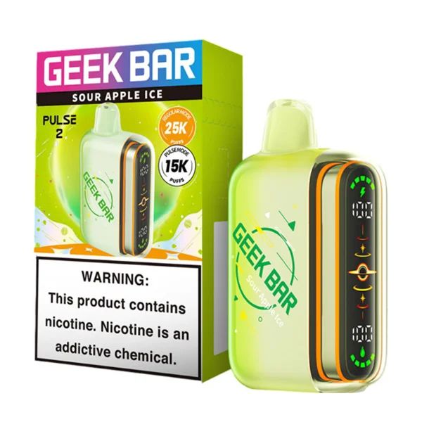 Geek Bar Pulse 2 25K Disposable Hubba Edt. Sour Apple Ice Hubba with packaging
