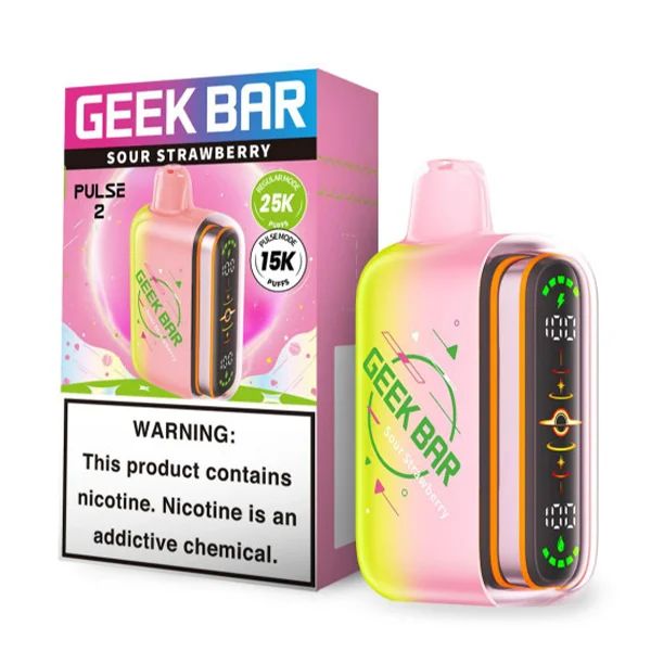 Geek Bar Pulse 2 25K Disposable Hubba Edt. Sour Strawberry Hubba with packaging