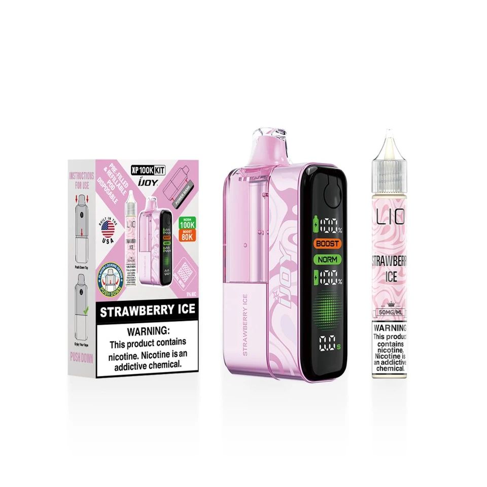 iJoy XP100K Disposable + 15mL (LIQ Salt) strawberry ice with packaging