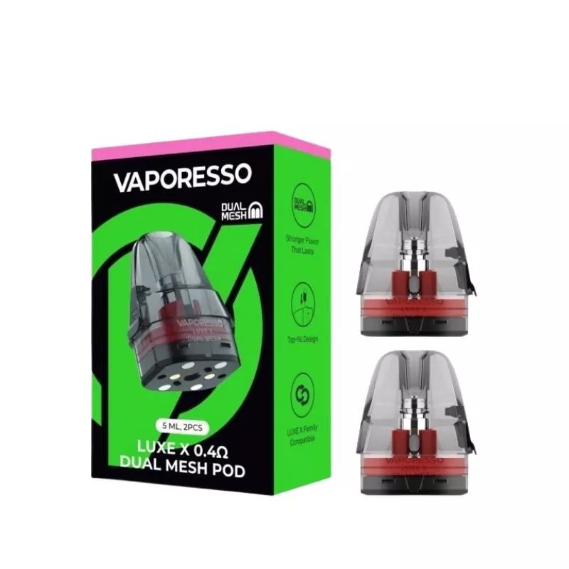 Vaporesso LUXE X Replacement Pods (2-Pack) Dual Mesh pod 0.4ohm with packaging