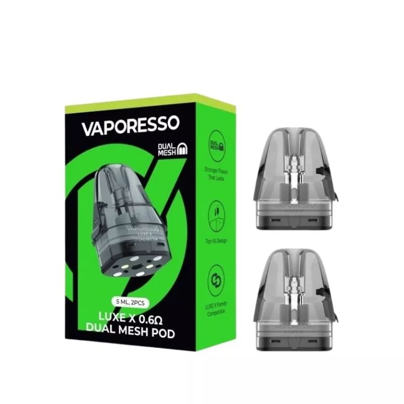 Vaporesso LUXE X Replacement Pods (2-Pack) Dual Mesh pod 0.6ohm with packaging
