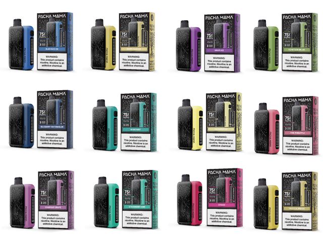 Pachamama 75K high puff disposable vape in multiple flavors