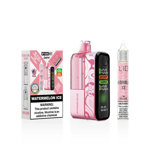 iJoy XP100K 100K puff vape disposable with box and 15mL LIQ salt e-liquid